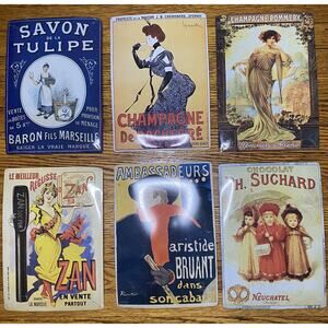 6 Vintage Metal Cartexpo Paris France Forney Library/Museum. Printed in France
